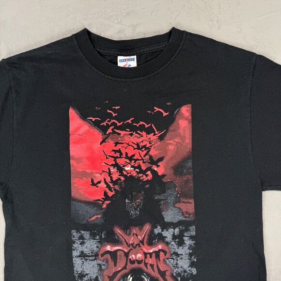 Vintage Doom Jerzees Heavyweight Blend Screen Print T-Shirt Fits Men's S - Picture 2 of 4